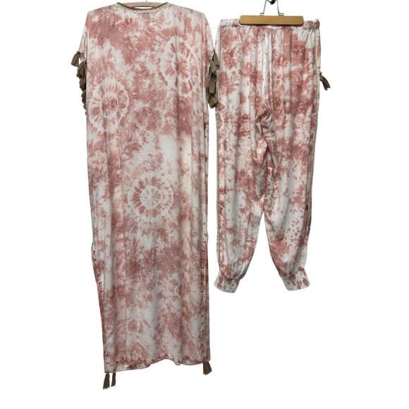 LARGE Skemo Marrakech Blush Boho Tie Dye Maxi Kaftan Dress Jaiper Harem Pant Set - Picture 6 of 12